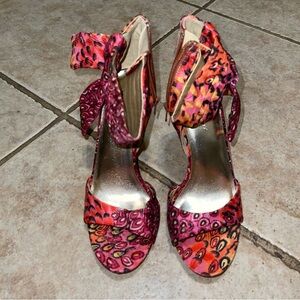 Women's Multicolor Printed Ankle-Strap Heels